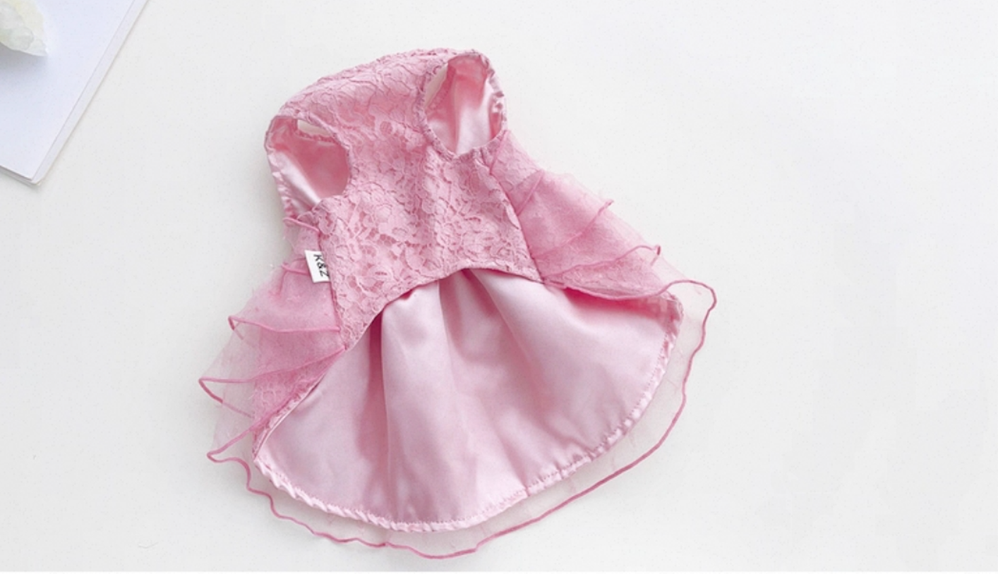 Pink Princess Dog Dress with Bow