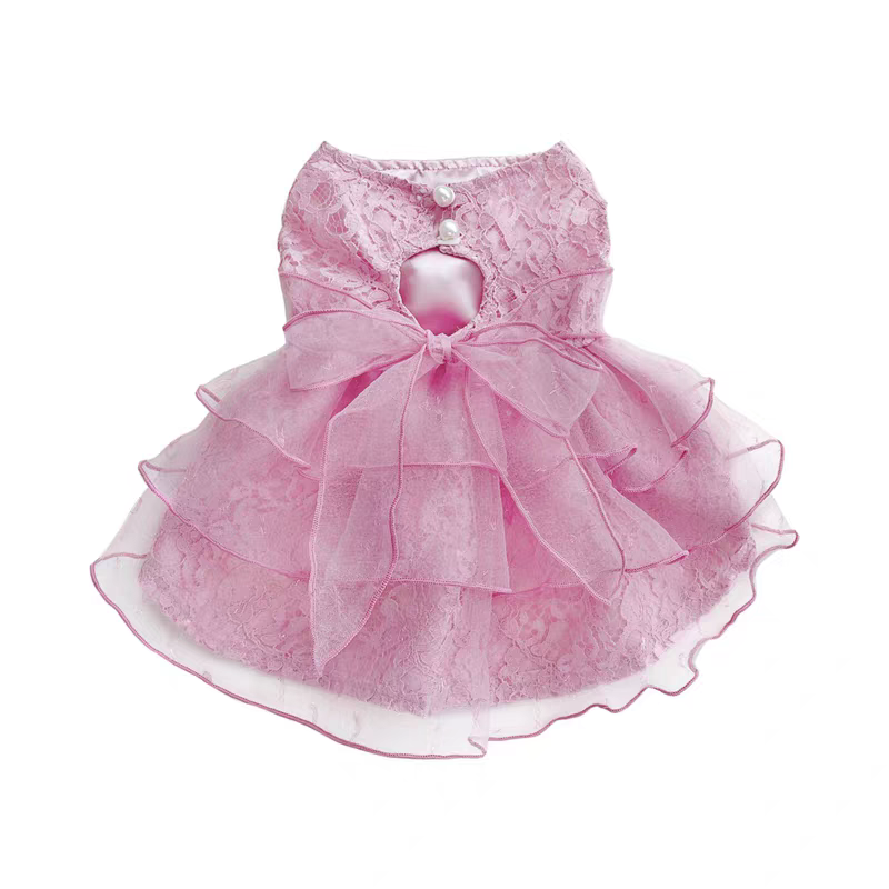 Pink Princess Dog Dress with Bow