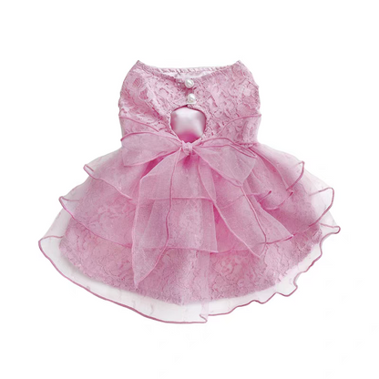 Pink Princess Dog Dress with Bow