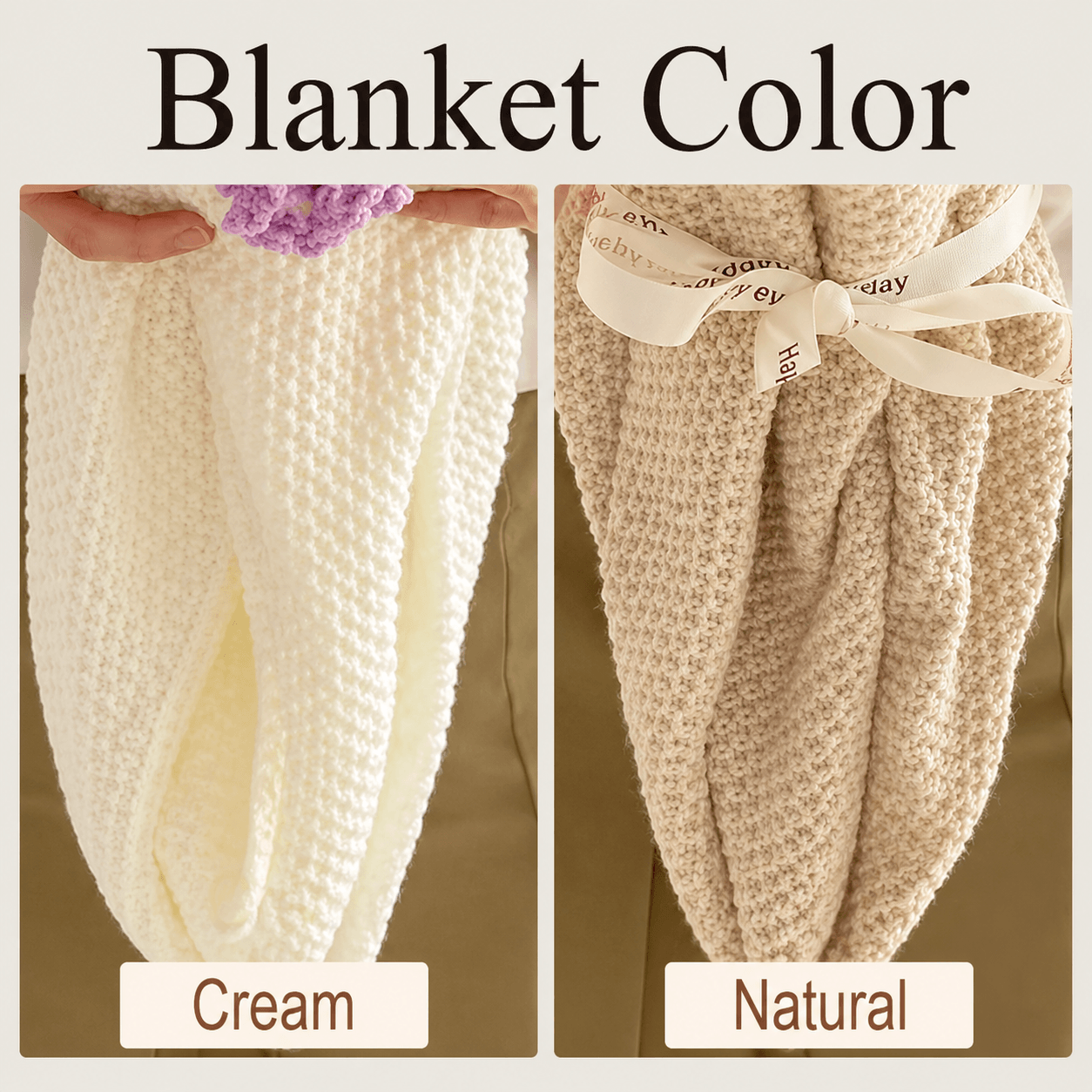 Crochet flower bouquet blanket full view, handmade floral throw in cream and natural