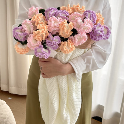 Crochet flower bouquet blanket - pastel carnation, cream blanket only, handmade floral throw