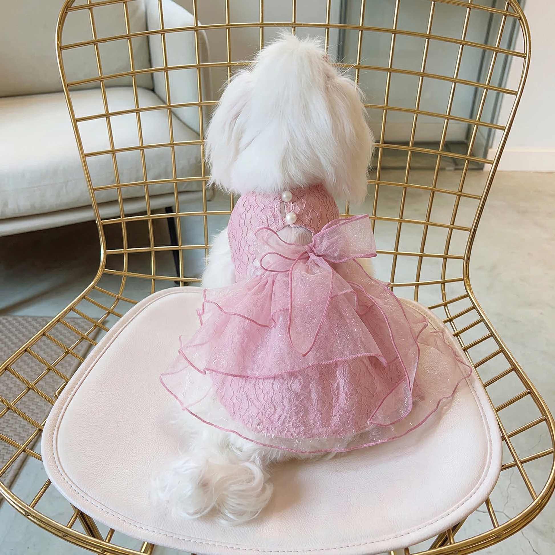 Pink Princess Dog Dress with Bow