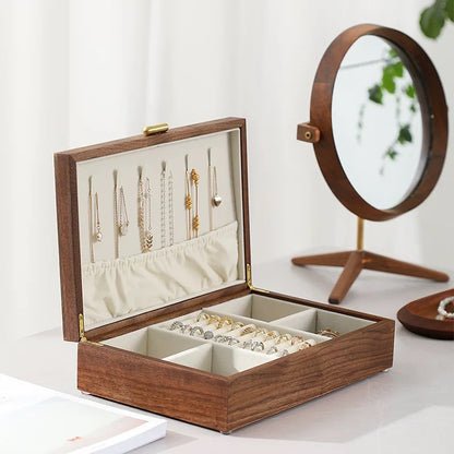 Black Walnut Jewelry Box — Single Layer or Double Layer with Drawer