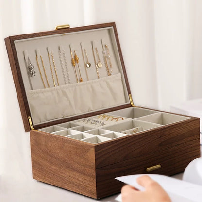 Black Walnut Jewelry Box — Single Layer or Double Layer with Drawer