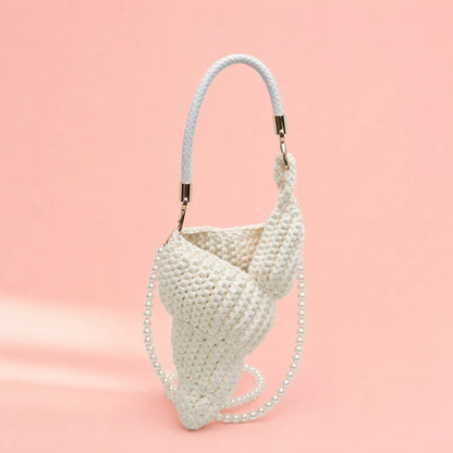 Structured Crochet Shell Crossbody Off-White Crochet Bag