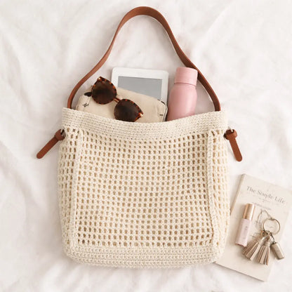 The Everyday Crochet Tote Beige Crochet Bag