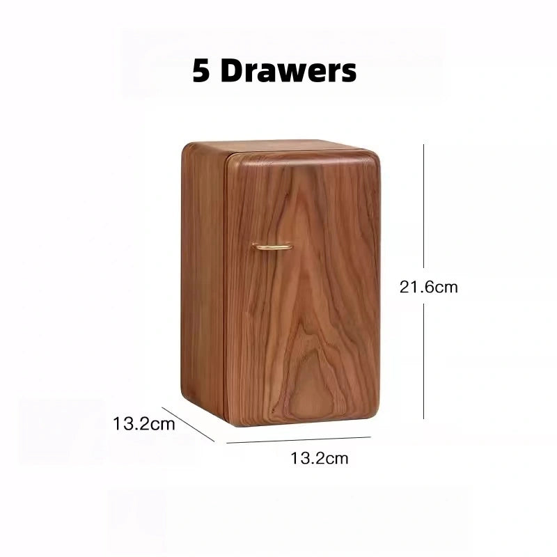 Haven 5-drawer solid black walnut jewelry box, 13.2 x 13.2 x 21.6 cm