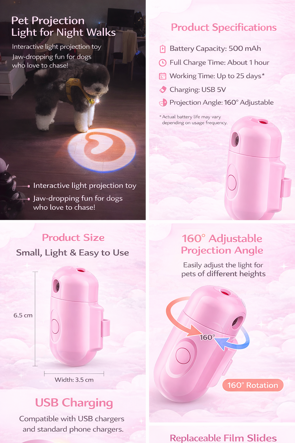 Heart Projection Dog Toy