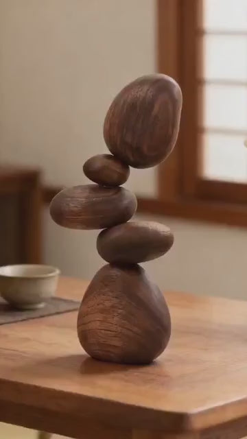 Magnetic Wooden Balance Stones — Handcrafted Zen Desk Decor