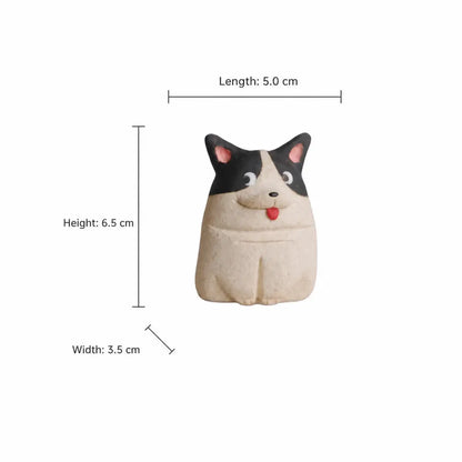 Round black and cream dog-shaped aroma stone diffuser shown with product dimensions