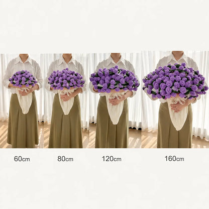 Crochet flower bouquet blanket size guide - available in two sizes