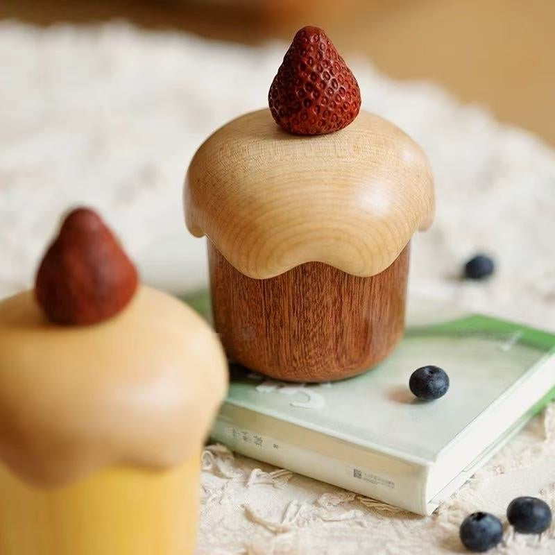 Wutan dark wood and rosewood strawberry cake storage box styles with books and blueberries